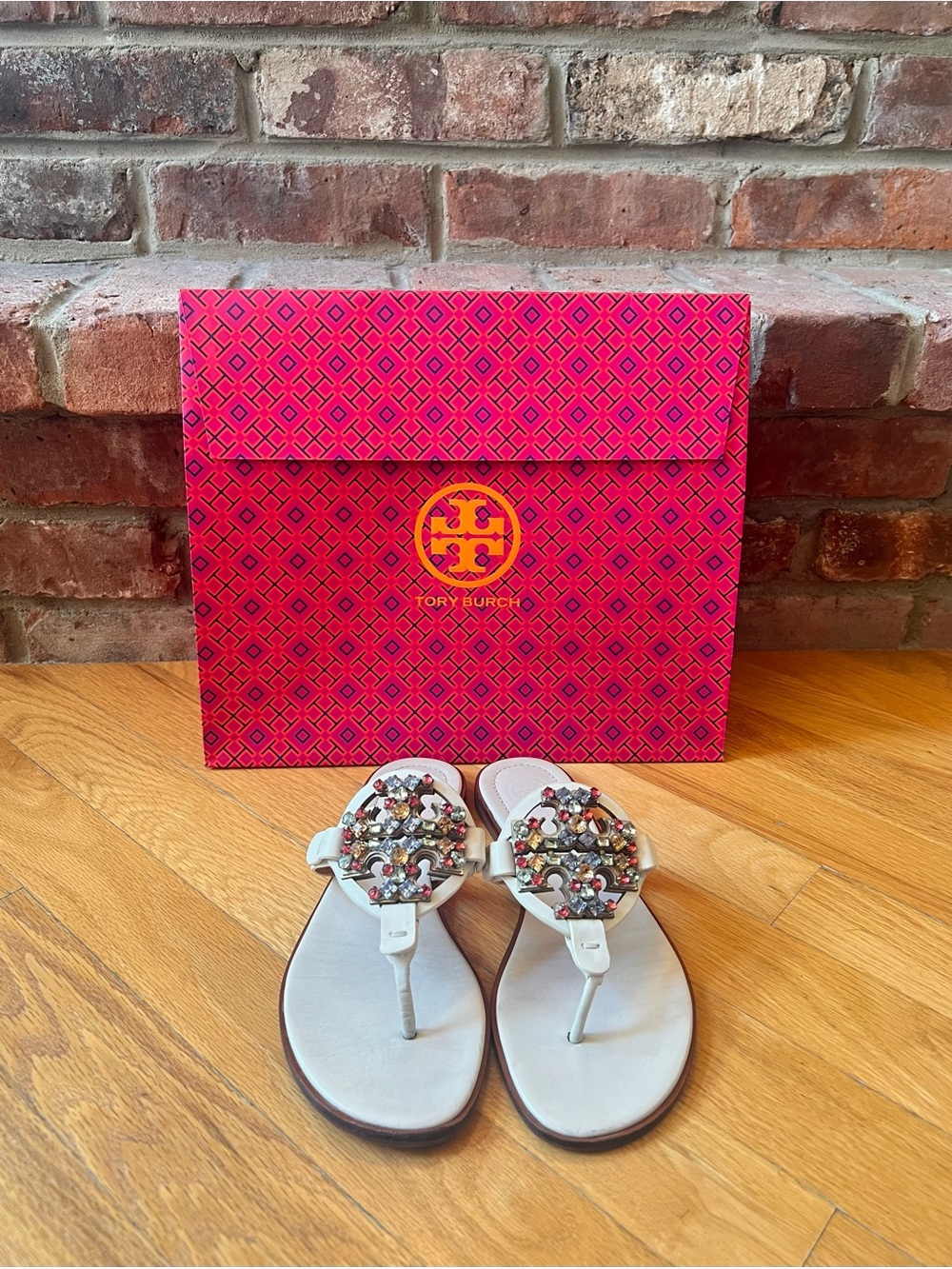 Tory Burch Multicolor Crystal Miller Leather Sandals - Picture 3 of 12